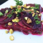 Beet gratin with crushed pistachios recipe